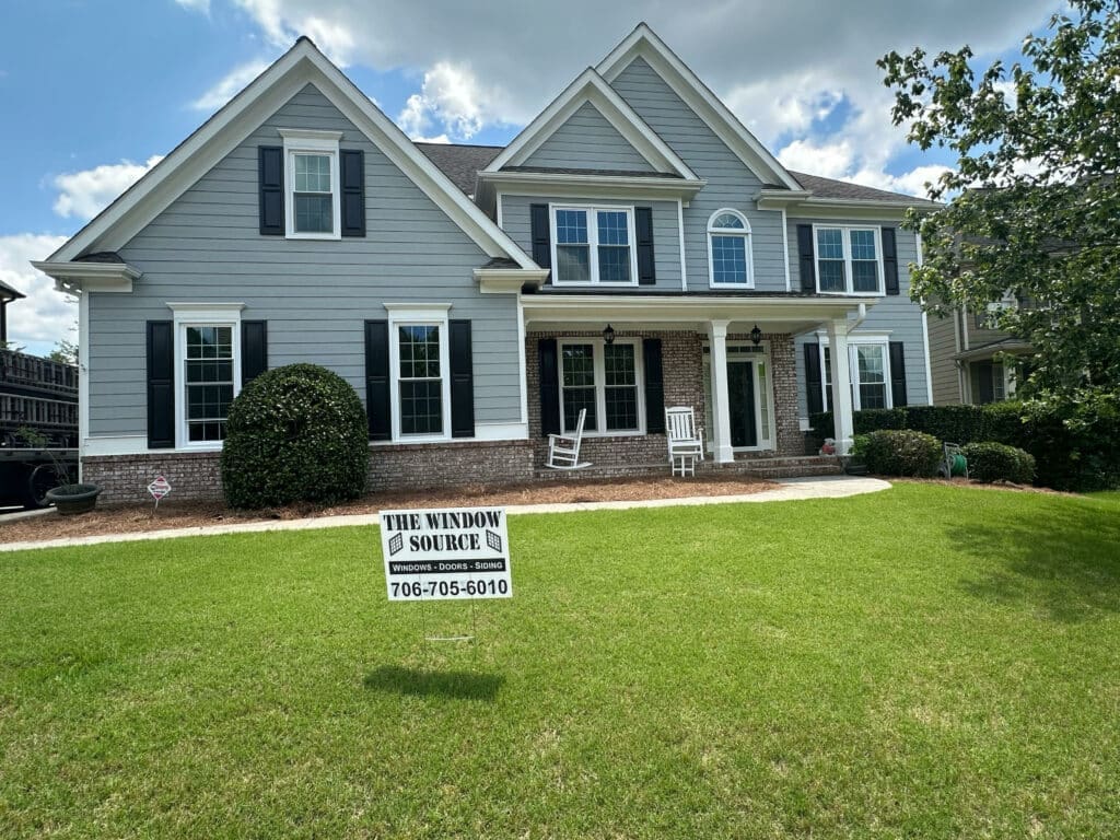 New windows on the front side of a nice, suburban home in Georgia.